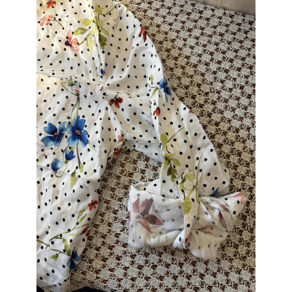 Velvet Heart XL Women's White Floral Polka Dot Long Sleeve Blouse - Picture 5 of 8